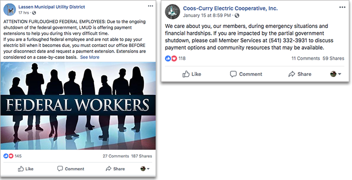 Lassen MUD and Coos-Curry Electric offered help to federal workers during the 2019 partial government shutdown