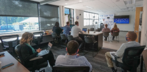 staff at member meeting