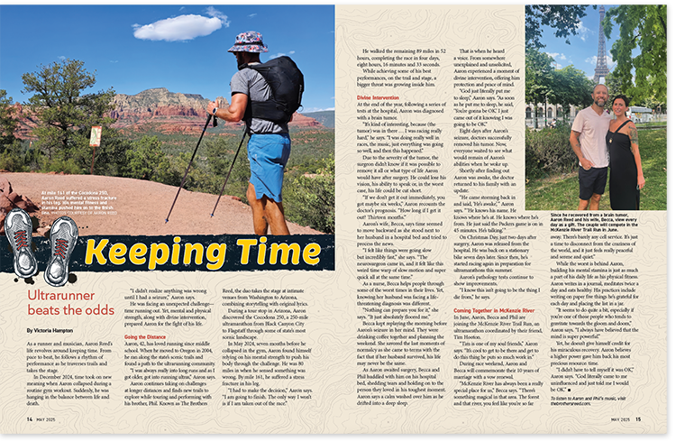 The magazine layout of the story, Keeping Time.