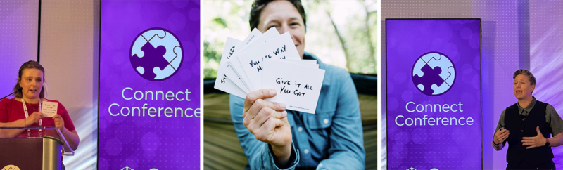 People hold up quotes about believing in yourself