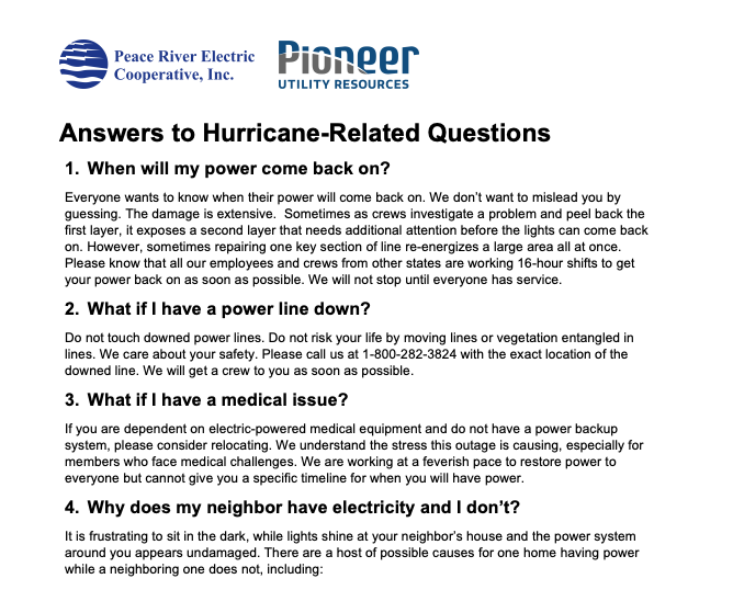 Answers to hurricane-related questions