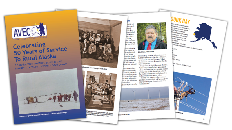 Pages of Alaska Village Electric's 50 year Celebration book