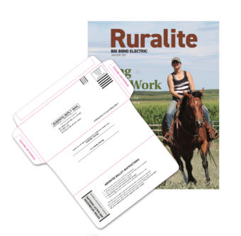 Ruralite magazine and return mail ballot