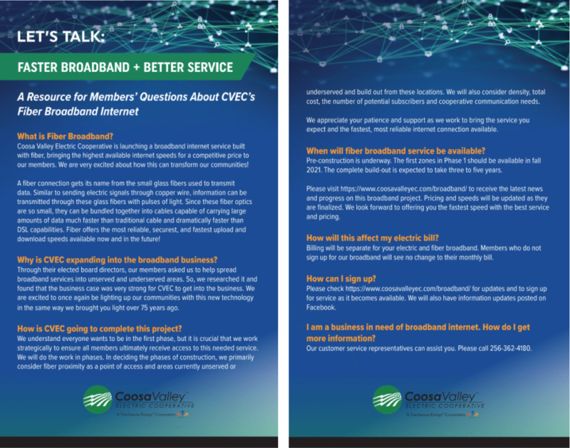 CVEC's broadband internet talking points