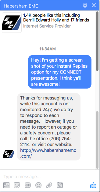 example of Habersham's instant reply