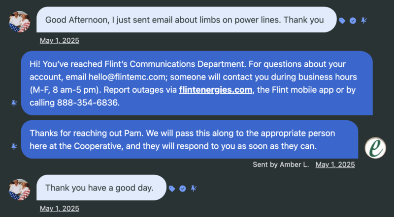 Sample member exchange on Messenger.