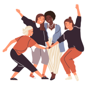 A group of friends enjoying themselves at a public power event