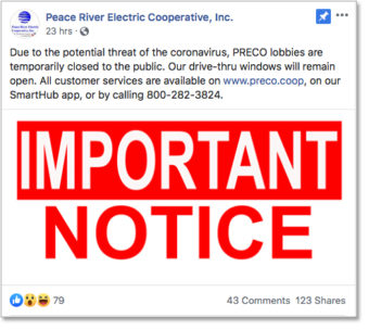 Sample Facebook Post from PRECO