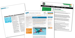 3 examples of HydroFlowsHere on utility pages and websites